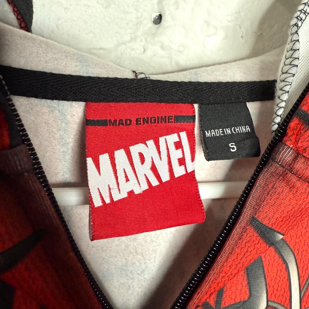 Mad Engine Marvel Mens Small Spiderman Full Zip Mask Hoodie Costume Or Daily - Picture 3 of 4